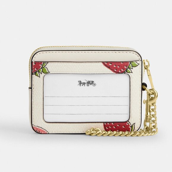 Zip Card Case With Strawberry Print Coach - Picture 4 of 9